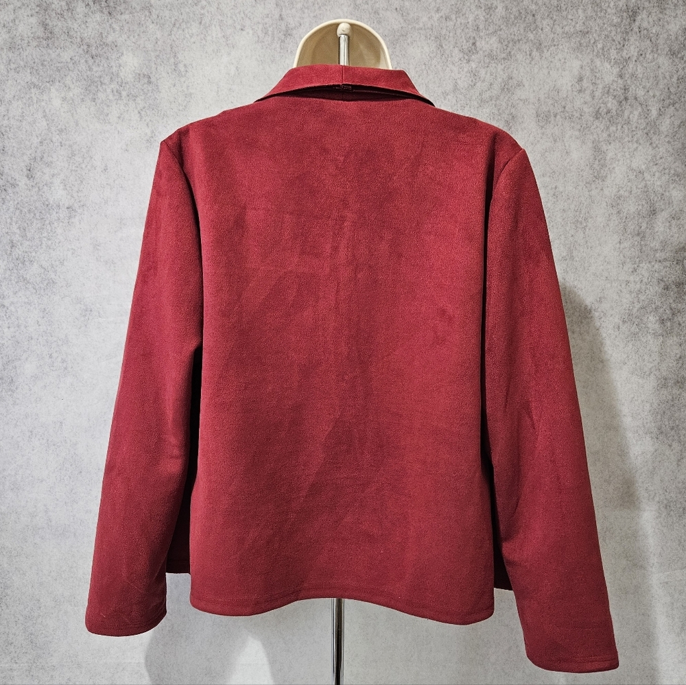 PRETTY GARDEN Faux Suede Open Draped Front Jackets - Picture 4 of 12